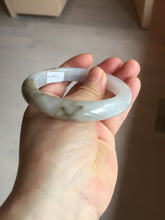 Load image into Gallery viewer, 57.5mm Certified Type A 100% Natural icy watery white purple black brown seaweeds and golden sand Jadeite Jade bangle H161-7033