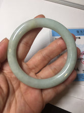 Load image into Gallery viewer, 54.9mm certified natural 100% natural Type A light green round cut jadeite jade bangle BP18-4995