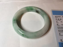 Load image into Gallery viewer, 55.8mm certified type A 100% Natural sunny green white flying flowers jadeite jade bangle AX129-5234