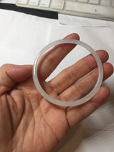 Load image into Gallery viewer, 56mm Certified Type A 100% Natural icy watery white/light purple/green flat slim Jadeite Jade bangle BG217-8571