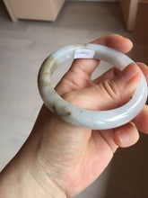 Load image into Gallery viewer, 57.5mm Certified Type A 100% Natural icy watery white purple black brown seaweeds and golden sand Jadeite Jade bangle H161-7033