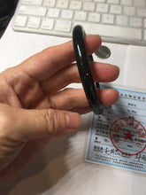 Load image into Gallery viewer, 59.3mm 100% Natural dark green/black meteorite Stellar Night sky slim round cut nephrite bangle HT115-8798