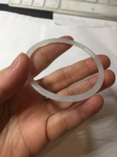 Load image into Gallery viewer, 56mm Certified Type A 100% Natural icy watery white/light purple/green flat slim Jadeite Jade bangle BG217-8571