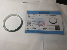 Load image into Gallery viewer, 55.3mm Certified type A 100% Natural icy watery dark green white half mountain half water two-tone(半山半水) slim round cut Jadeite bangle BG218-8579