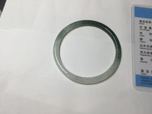 Load image into Gallery viewer, 55.3mm Certified type A 100% Natural icy watery dark green white half mountain half water two-tone(半山半水) slim round cut Jadeite bangle BG218-8579