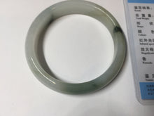 Load image into Gallery viewer, 53.9mm certified natural 100% natural Type A light green/white with green floating flowers jadeite jade bangle BP20-4999