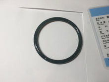 Load image into Gallery viewer, 56.2mm Certified Type A 100% Natural icy watery dark green/blue/gray Guatemala slim round cut Jadeite bangle PD54-5521