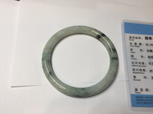 Load image into Gallery viewer, 57mm certified 100% natural Type A light green with dark green floating flowers round cut jadeite jade bangle AA7-3882