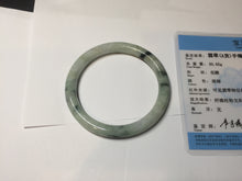 Load image into Gallery viewer, 57mm certified 100% natural Type A light green with dark green floating flowers round cut jadeite jade bangle AA7-3882