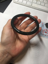 Load image into Gallery viewer, 60.5mm 100% Natural dark green/black meteorite Stellar Night sky slim round cut nephrite bangle HT117-0757