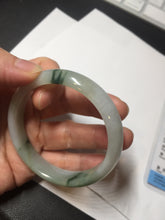 Load image into Gallery viewer, 53.9mm certified natural 100% natural Type A light green/white with green floating flowers jadeite jade bangle BP20-4999