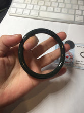 Load image into Gallery viewer, 60.5mm 100% Natural dark green/black meteorite Stellar Night sky slim round cut nephrite bangle HT117-0757