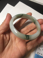 Load image into Gallery viewer, 53.9mm certified natural 100% natural Type A light green/white with green floating flowers jadeite jade bangle BP20-4999