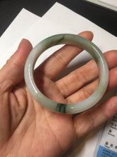 Load image into Gallery viewer, 53.9mm certified natural 100% natural Type A light green/white with green floating flowers jadeite jade bangle BP20-4999