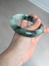Load image into Gallery viewer, 60.3mm certified type A 100% Natural green/black Jadeite Jade bangle BM42-8565