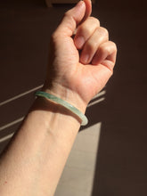 Load image into Gallery viewer, 55.3mm Certified type A 100% Natural icy watery dark green white half mountain half water two-tone(半山半水) slim round cut Jadeite bangle BG218-8579