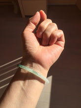 Load image into Gallery viewer, 55.3mm Certified type A 100% Natural icy watery dark green white half mountain half water two-tone(半山半水) slim round cut Jadeite bangle BG218-8579