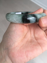 Load image into Gallery viewer, 60.3mm certified type A 100% Natural green/black Jadeite Jade bangle BM42-8565
