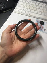 Load image into Gallery viewer, 60.5mm 100% Natural dark green/black meteorite Stellar Night sky slim round cut nephrite bangle HT117-0757