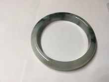 Load image into Gallery viewer, 53.6mm certified natural 100% natural Type A light green/white with green floating flowers jadeite jade bangle BP1-5003