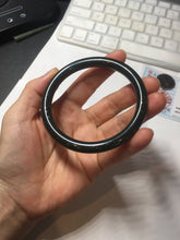 Load image into Gallery viewer, 60.5mm 100% Natural dark green/black meteorite Stellar Night sky slim round cut nephrite bangle HT117-0757