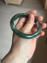 Load image into Gallery viewer, 57.2mm certified natural Type A oily dark green/black jadeite jade bangle BG77-0408