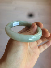 Load image into Gallery viewer, 52.5 mm Certified Type A 100% Natural light green/gray Jadeite Jade oval bangle AZ70-0363