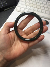 Load image into Gallery viewer, 60.5mm 100% Natural dark green/black meteorite Stellar Night sky slim round cut nephrite bangle HT117-0757