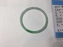 Load image into Gallery viewer, 50.5mm certified 100% natural Type A sunny green/white thin flat jadeite jade bangle BG219-8578