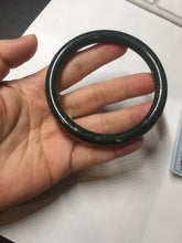 Load image into Gallery viewer, 60.8mm 100% Natural dark green/black meteorite Stellar Night sky slim round cut nephrite bangle HT118-0759