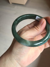 Load image into Gallery viewer, 57.2mm certified natural Type A oily dark green/black jadeite jade bangle BG77-0408