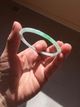 Load image into Gallery viewer, 50.5mm certified 100% natural Type A sunny green/white thin flat jadeite jade bangle BG219-8578