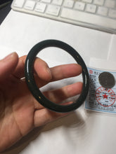 Load image into Gallery viewer, 60.8mm 100% Natural dark green/black meteorite Stellar Night sky slim round cut nephrite bangle HT118-0759