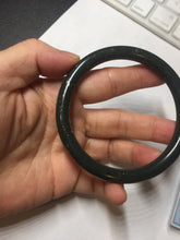 Load image into Gallery viewer, 60.8mm 100% Natural dark green/black meteorite Stellar Night sky slim round cut nephrite bangle HT118-0759