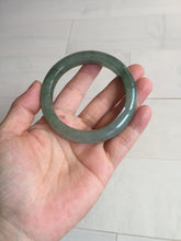 Load image into Gallery viewer, 57.2mm certified Type A 100% Natural icy watery dark green gray Jadeite Jade bangle PC15-0368