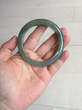 Load image into Gallery viewer, 57.2mm certified Type A 100% Natural icy watery dark green gray Jadeite Jade bangle PC15-0368