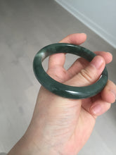 Load image into Gallery viewer, 57.2mm certified natural Type A oily dark green/black jadeite jade bangle BG77-0408