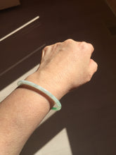 Load image into Gallery viewer, 50.5mm certified 100% natural Type A sunny green/white thin flat jadeite jade bangle BG219-8578