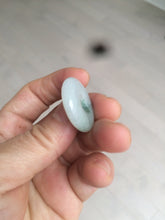 Load image into Gallery viewer, 25.4/6.2mm 100% Natural icy watery green/white with green floating flowers jadeite Jade Safety Guardian Button(donut) Pendant/worry stone BF46