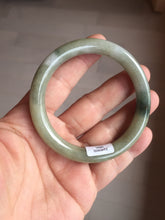 Load image into Gallery viewer, 54mm Certified Type A 100% Natural dark green gray round cut Jadeite bangle AU45-0896