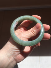 Load image into Gallery viewer, 57.2mm certified Type A 100% Natural icy watery dark green gray Jadeite Jade bangle PC14-0371