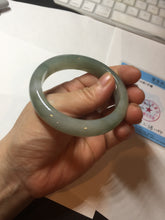 Load image into Gallery viewer, 53.8mm 100% natural Type A icy watery light green/gray jadeite jade bangle PC118-0355