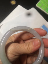 Load image into Gallery viewer, 55.5mm certified Type A 100% Natural light green/purple round cut Jadeite Jade bangle BK67-9881