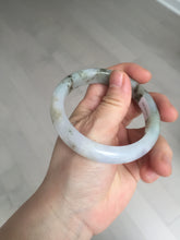 Load image into Gallery viewer, 57.5mm Certified Type A 100% Natural icy watery white purple black brown seaweeds and golden sand Jadeite Jade bangle H159-7064