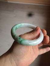 Load image into Gallery viewer, 59.7mm Certified 100% natural type A sunny green white/light purple jadeite jade bangle Z137-5420