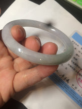 Load image into Gallery viewer, 55.5mm certified Type A 100% Natural light green/purple round cut Jadeite Jade bangle BK67-9881