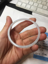 Load image into Gallery viewer, 57mm Certified Type A 100% Natural icy watery white/light purple flat slim Jadeite Jade bangle BG220-8570