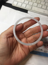 Load image into Gallery viewer, 57mm Certified Type A 100% Natural icy watery white/light purple flat slim Jadeite Jade bangle BG220-8570