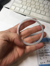 Load image into Gallery viewer, 57mm Certified Type A 100% Natural icy watery white/light purple flat slim Jadeite Jade bangle BG220-8570