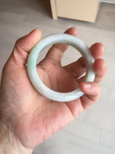 Load image into Gallery viewer, 53.5mm certified 100% natural Type A sunny green/white jadeite jade bangle BM41-8047